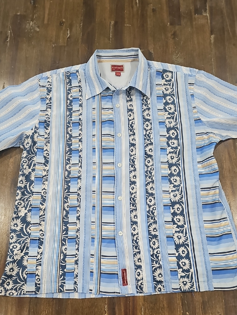 Tommy Hilfiger Red Label Vintage Blue Multi-Pattern Stripe Button-Down Shirt